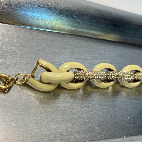 Early 2000s Bold Glam Bracelet | Chunky Gold Link Rhinestone Statement Piece Y2K - Picture 3 of 8